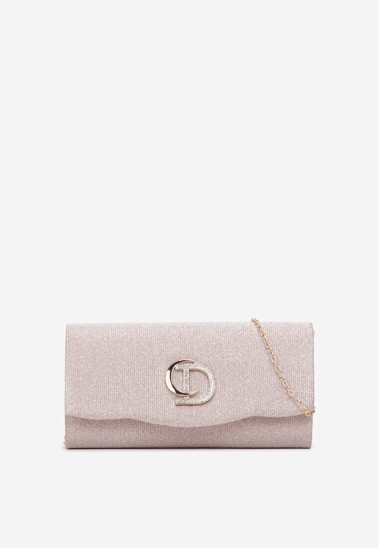 Poșetă roz Plic pe Lanț cu Model Geometric și Decor cu Pietre Nappy