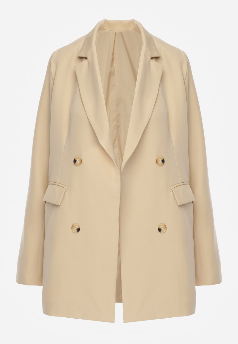 Jachetă bej cu revere Ruqae