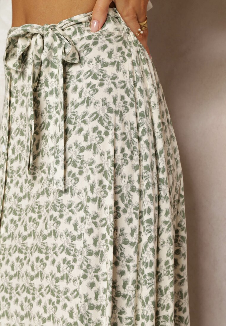 Zielona Rozkloszowana Spódnica Midi Ogenna