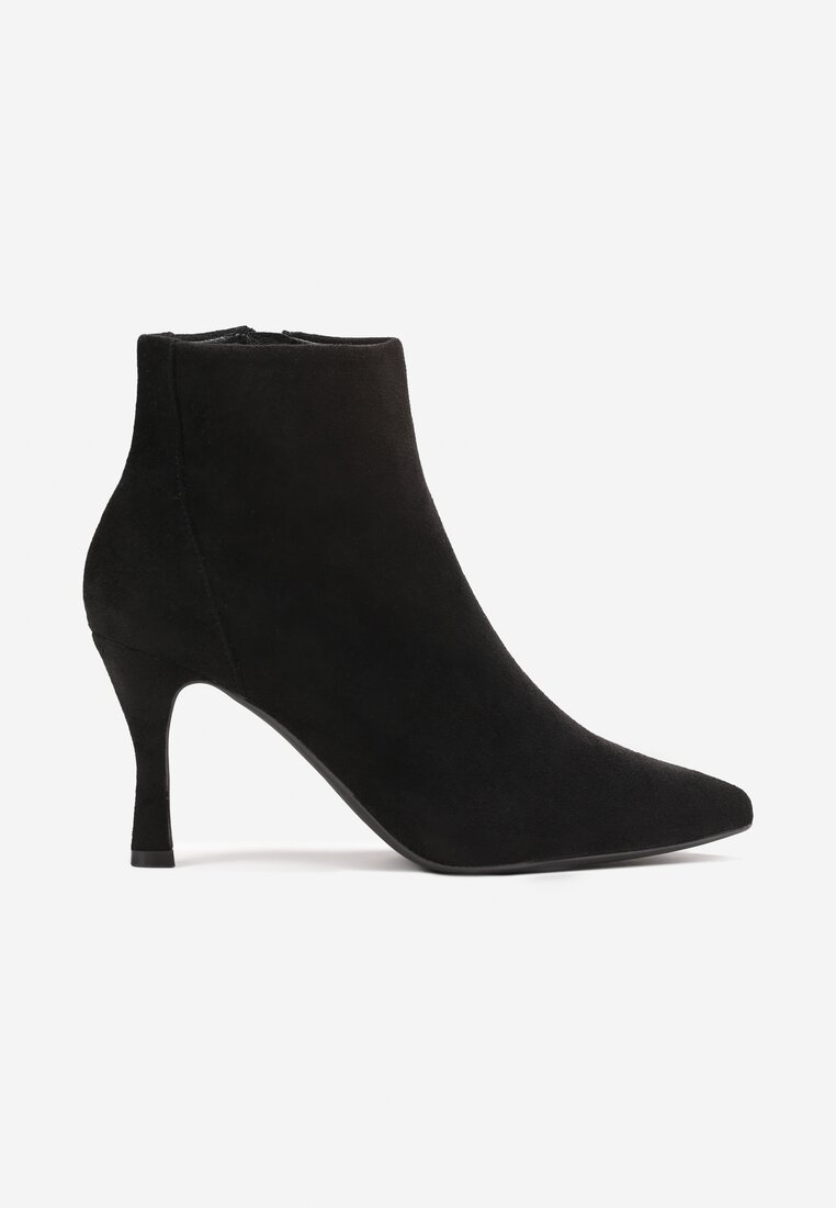 Botine Negre cu Fermoar pe Toc Mic din Imitatie de Camos Ruriana