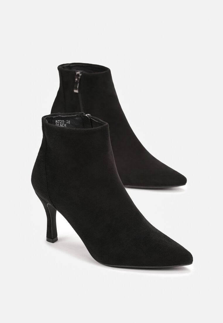Botine Negre cu Fermoar pe Toc Mic din Imitatie de Camos Ruriana