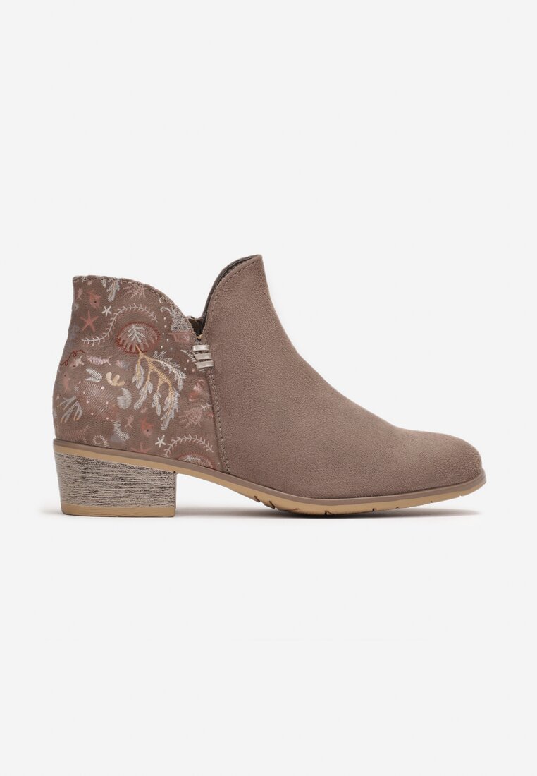 Cizme maro deschis stil cowboy cu imprimeu toc mic Kazams