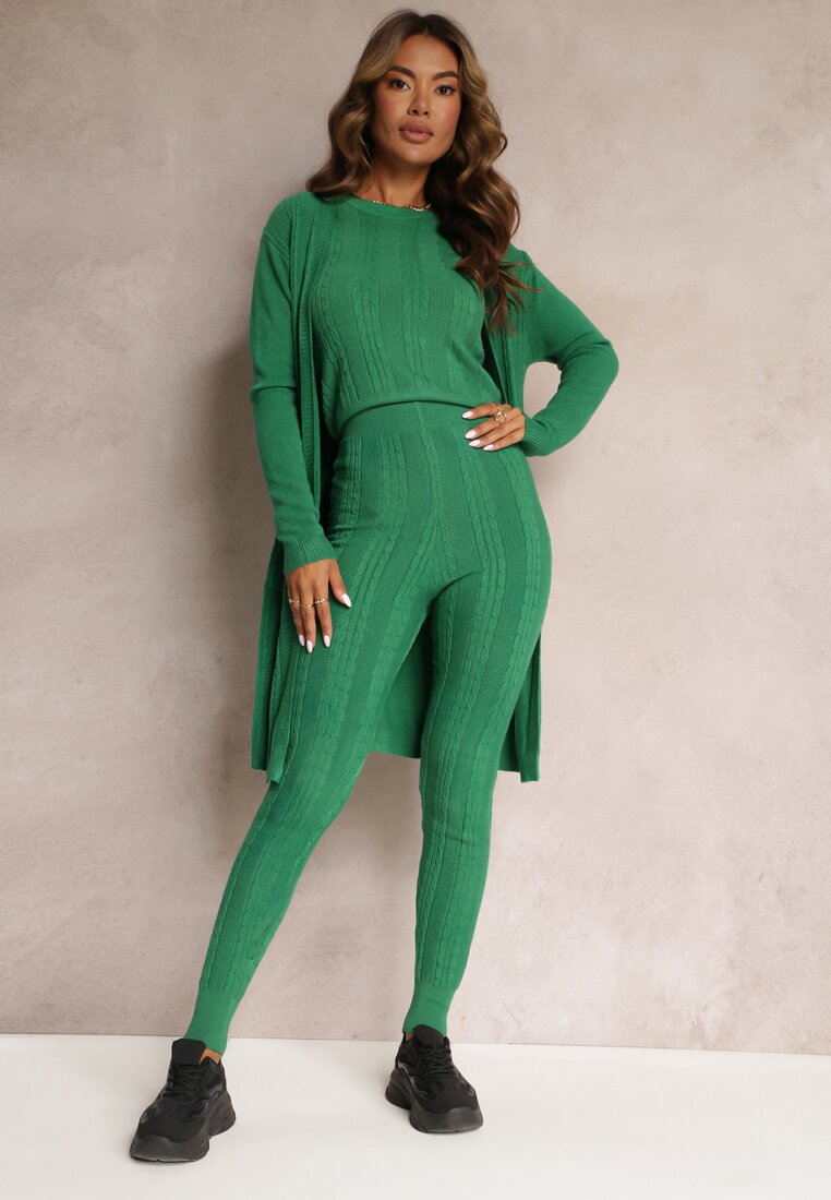 Compleu Verde 3 Piese din Tricot Moale Enjel