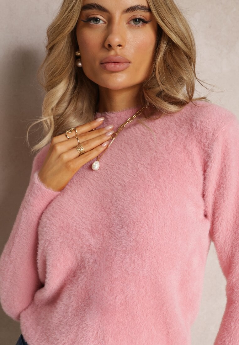 Różowy Sweter Wełniany Elisabema