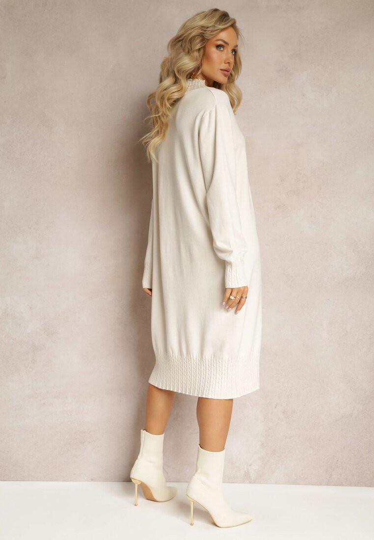 Rochie tip Pulover Bej Largă din Tricot Katarinve