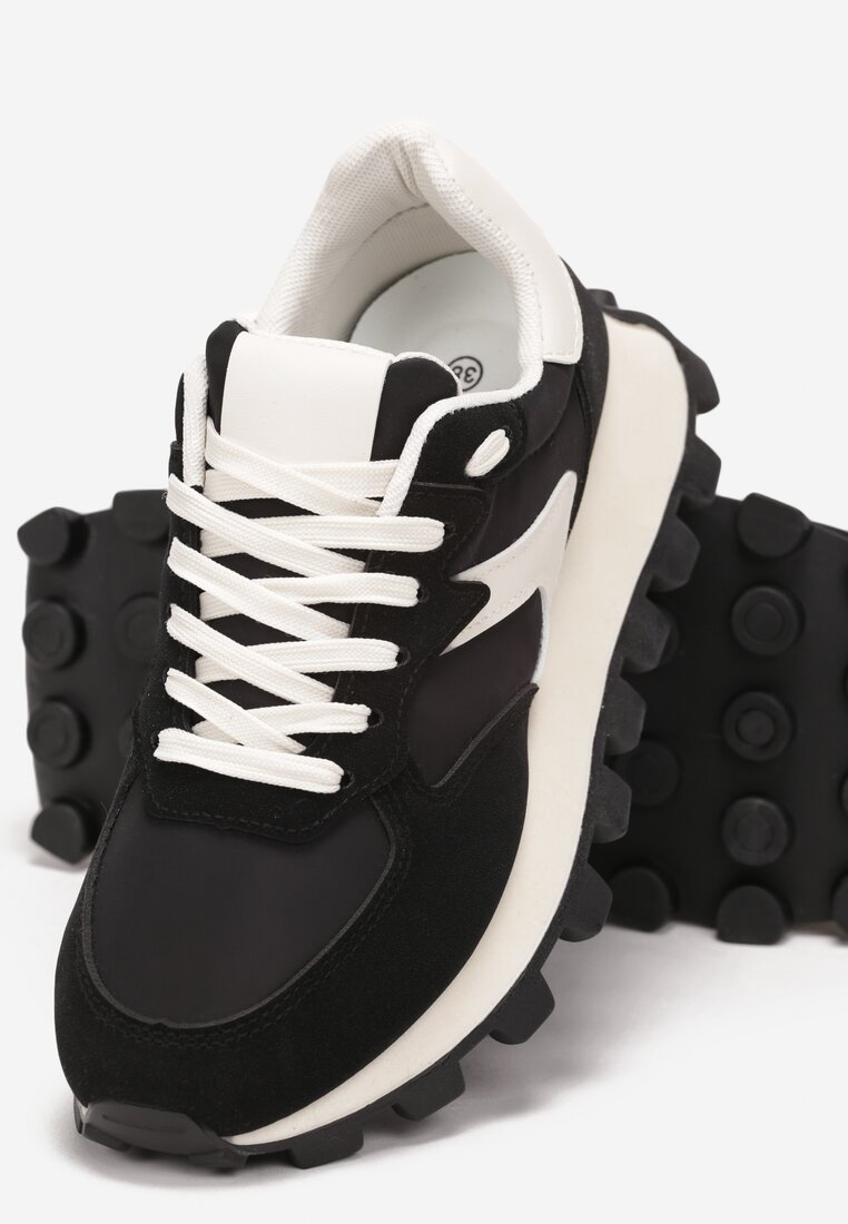 Czarne Sneakersy przed Kostkę na Grubej Podeszwie Allita