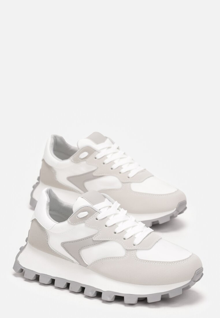 Białe Sneakersy przed Kostkę na Grubej Podeszwie Allita