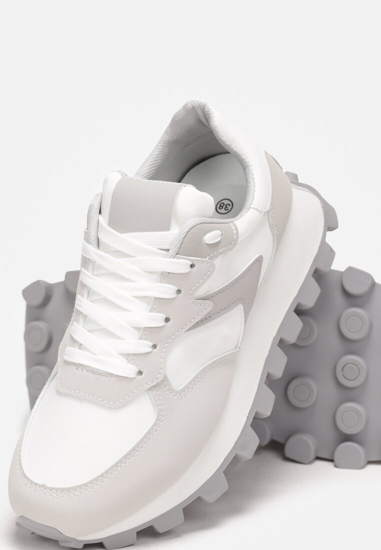 Białe Sneakersy przed Kostkę na Grubej Podeszwie Allita