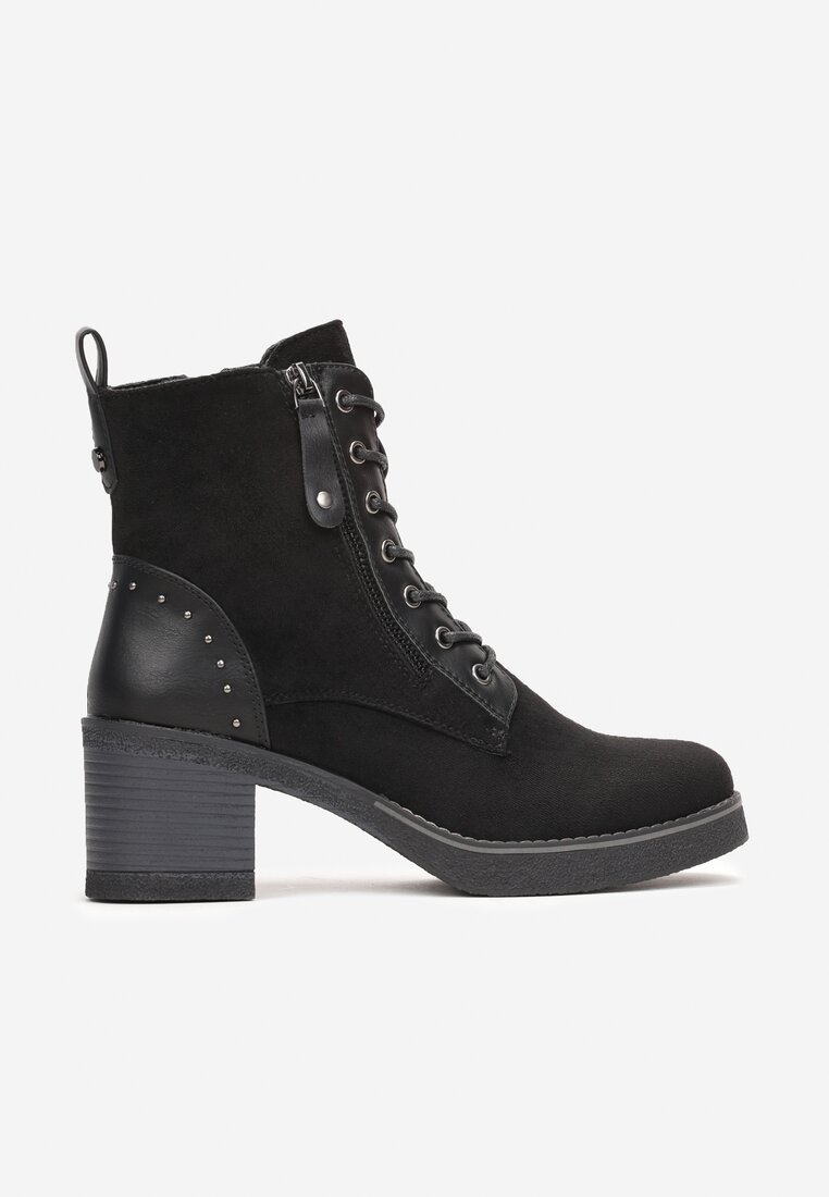Botine Negre cu Toc Bloc și Baretă cu Fermoar Tianett