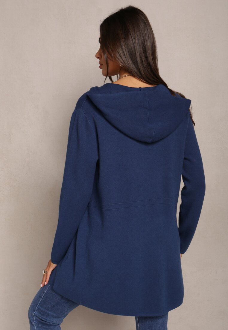 Bleumarin Cardigan Bluză cu Fermoar cu Glugă Selki