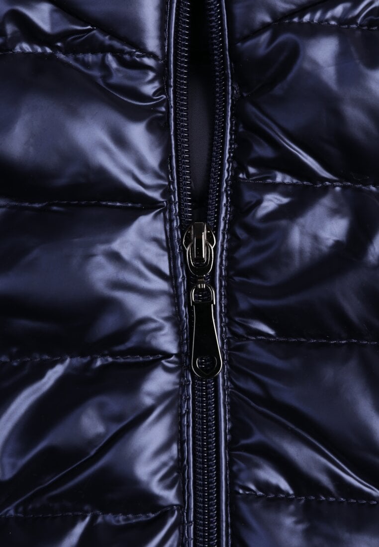 Jachetă Matlasată Albastru Închis Cu Fermoar Blaia