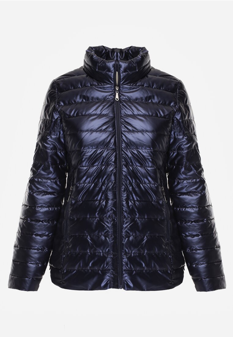 Jachetă Matlasată Albastru Închis Cu Fermoar Blaia