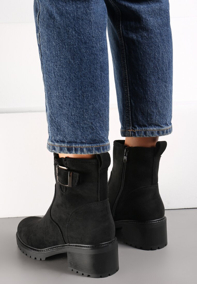 Botine Negre cu Toc Mic Anikkes