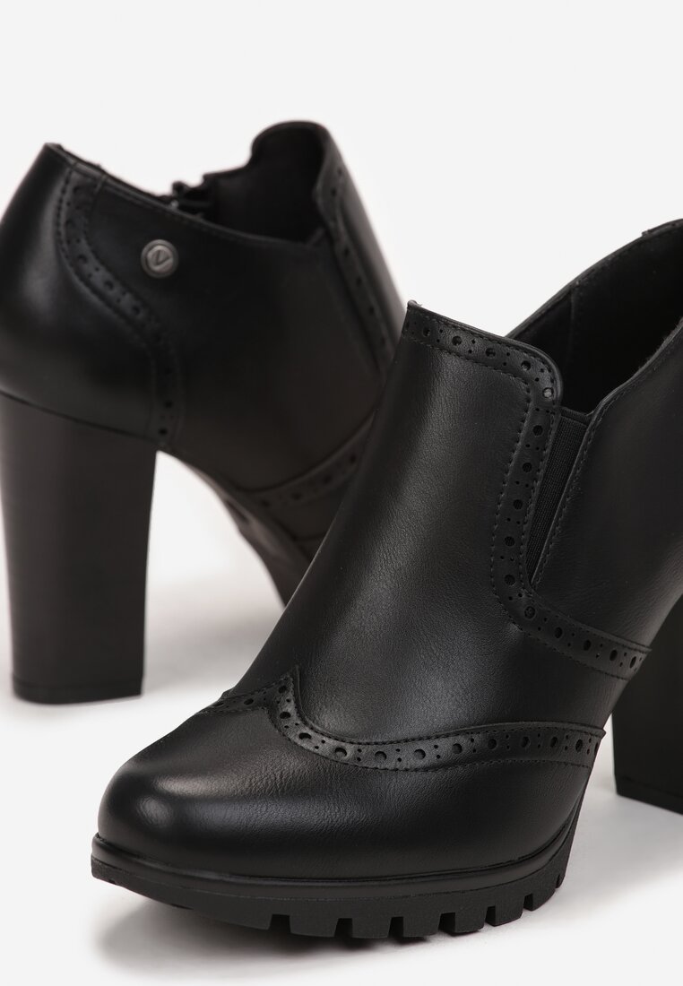 Botine negre cu toc Liniwen