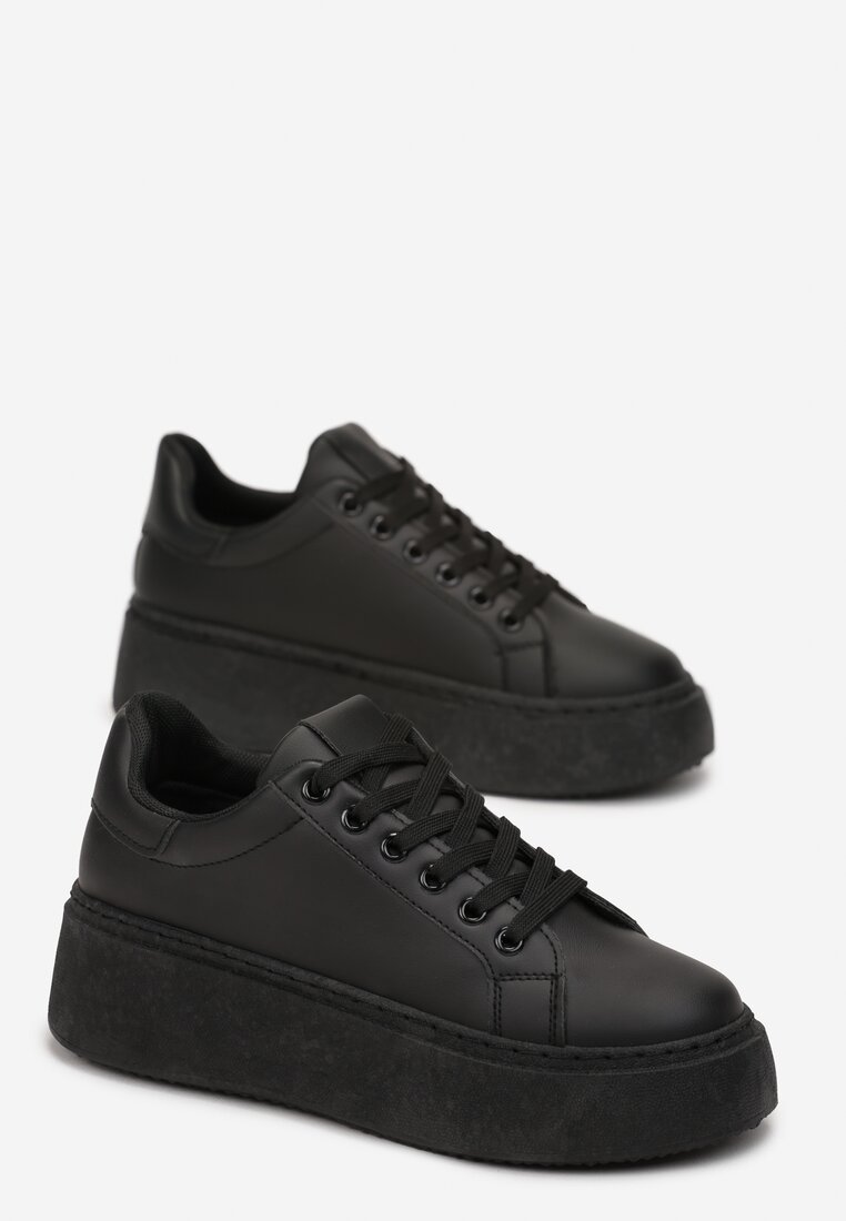 Czarne Sneakersy na Modnej Platformie Broida