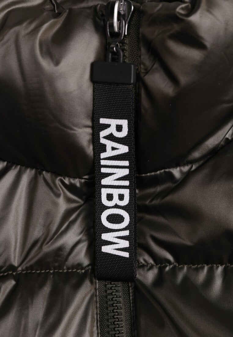 Verdeață Închisă Matlasată Vestă cu Guler Larg Cerissa