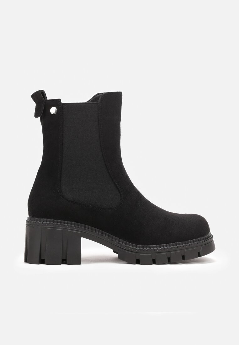 Botine Negre cu Toc Bloc și Inserție Elastică Illiria