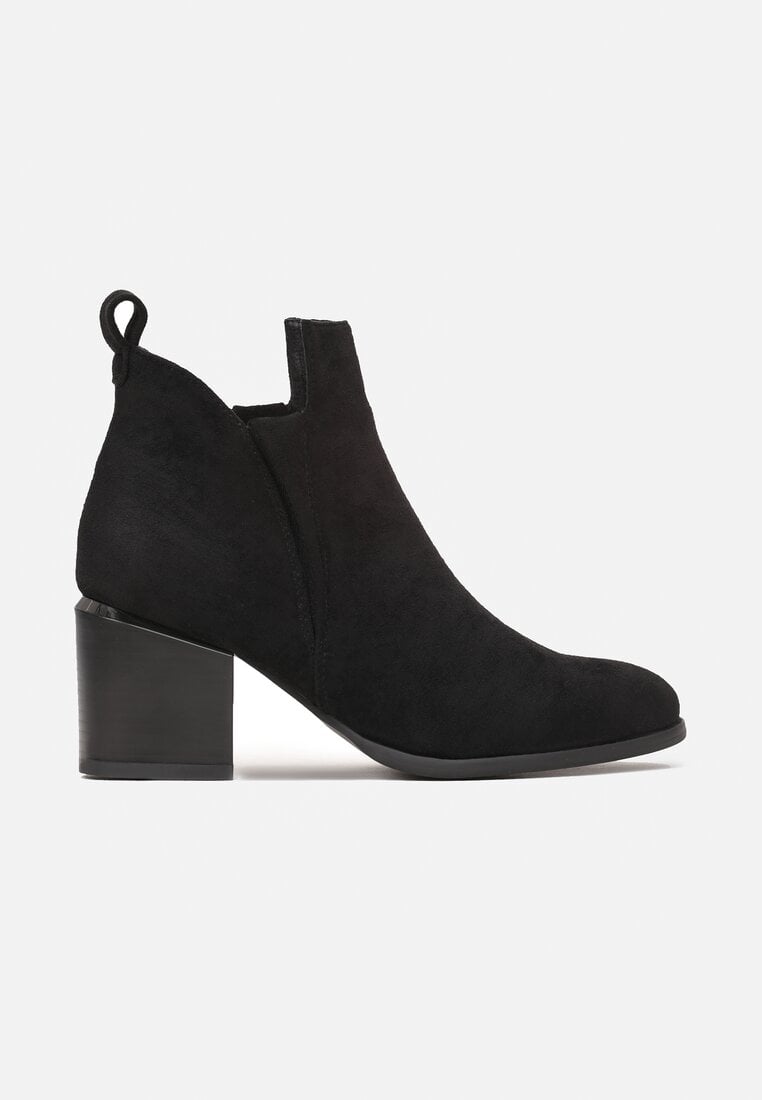 Botine negre din imitație de piele întoarsă Asmarani cu toc gros