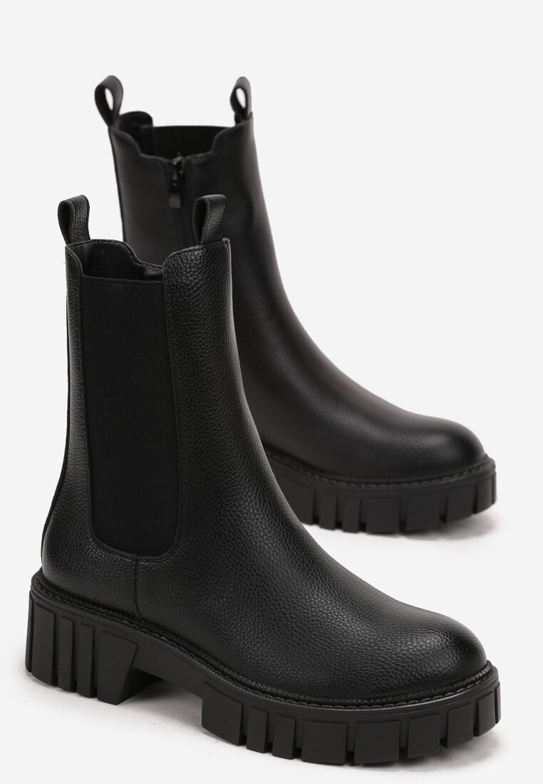 Botine negre cu platformă groasă și carâmb elastic Eloriella