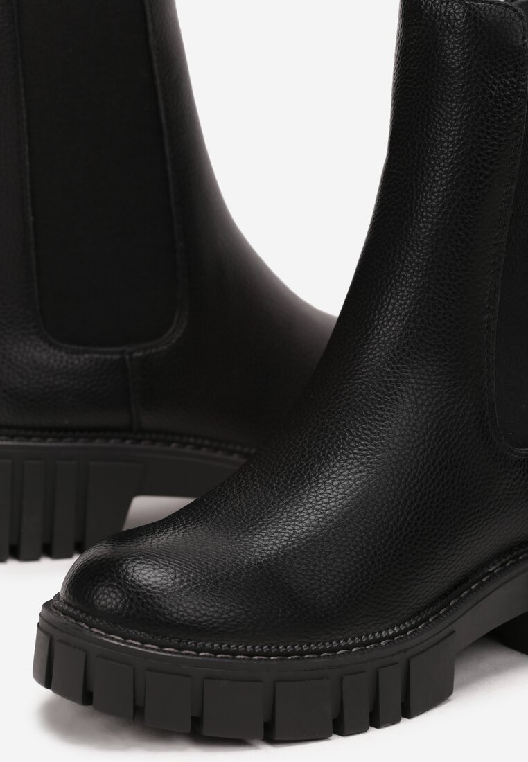 Botine negre cu platformă groasă și carâmb elastic Eloriella
