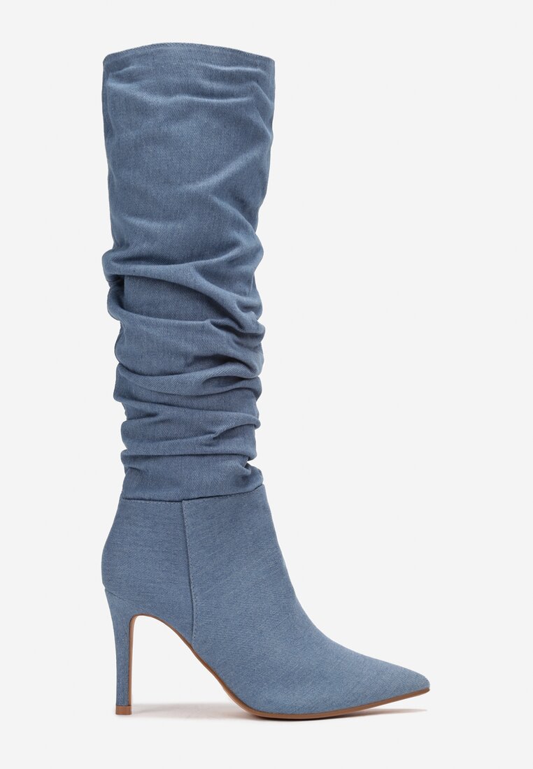 Cizme Albastre Cu Toc Înalt Din Denim Lostra
