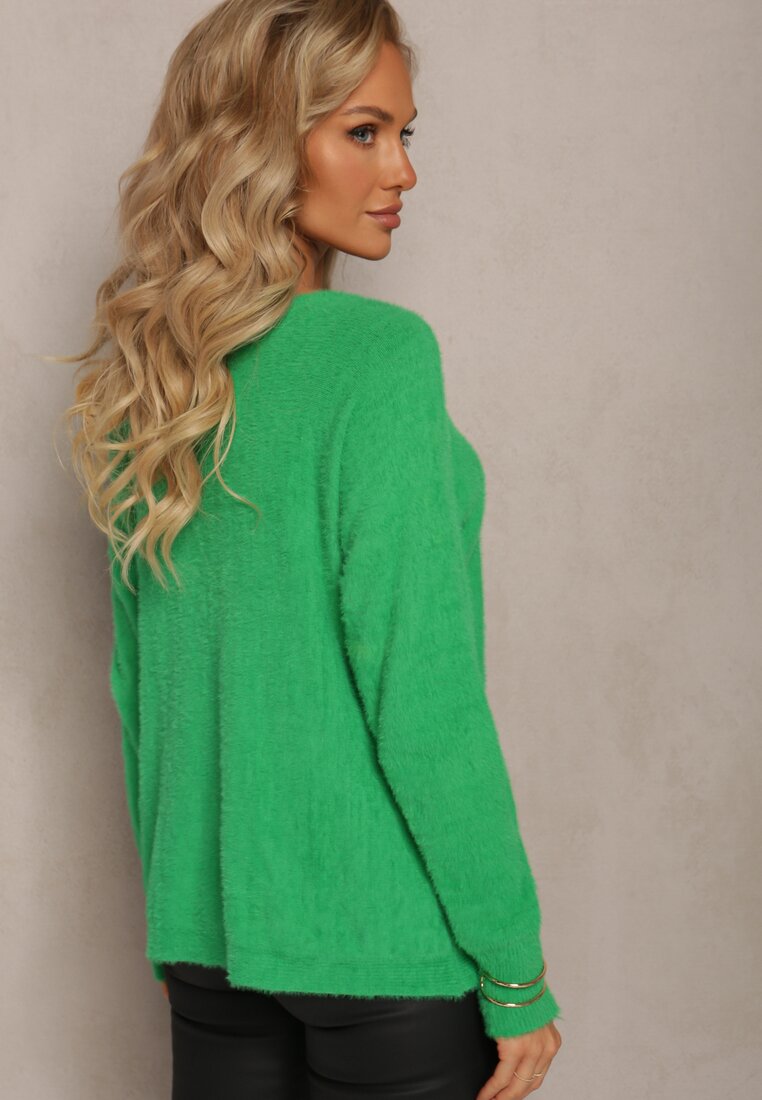 Pulover Verde cu Mânecă Largă Liliac Harla