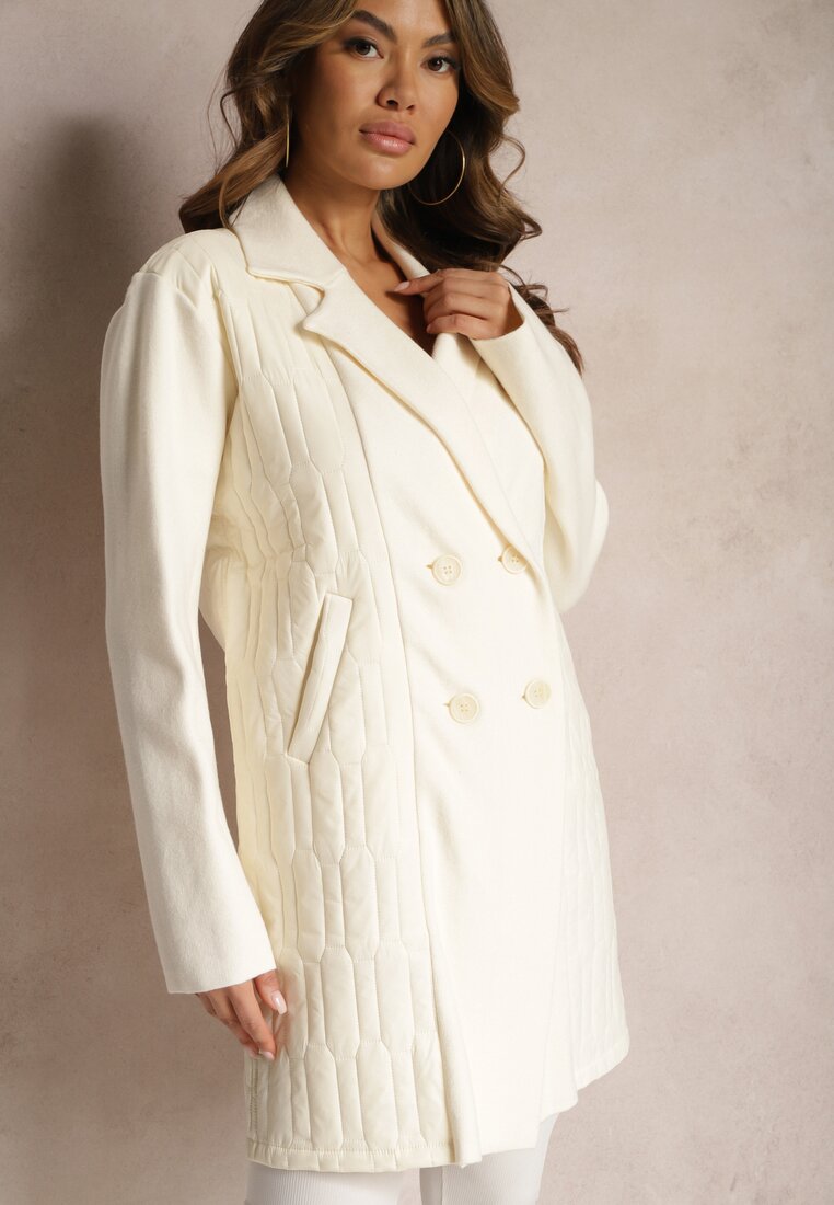 Bej Trenci Dublu Piept Închidere cu Nasturi cu Buzunare Primel