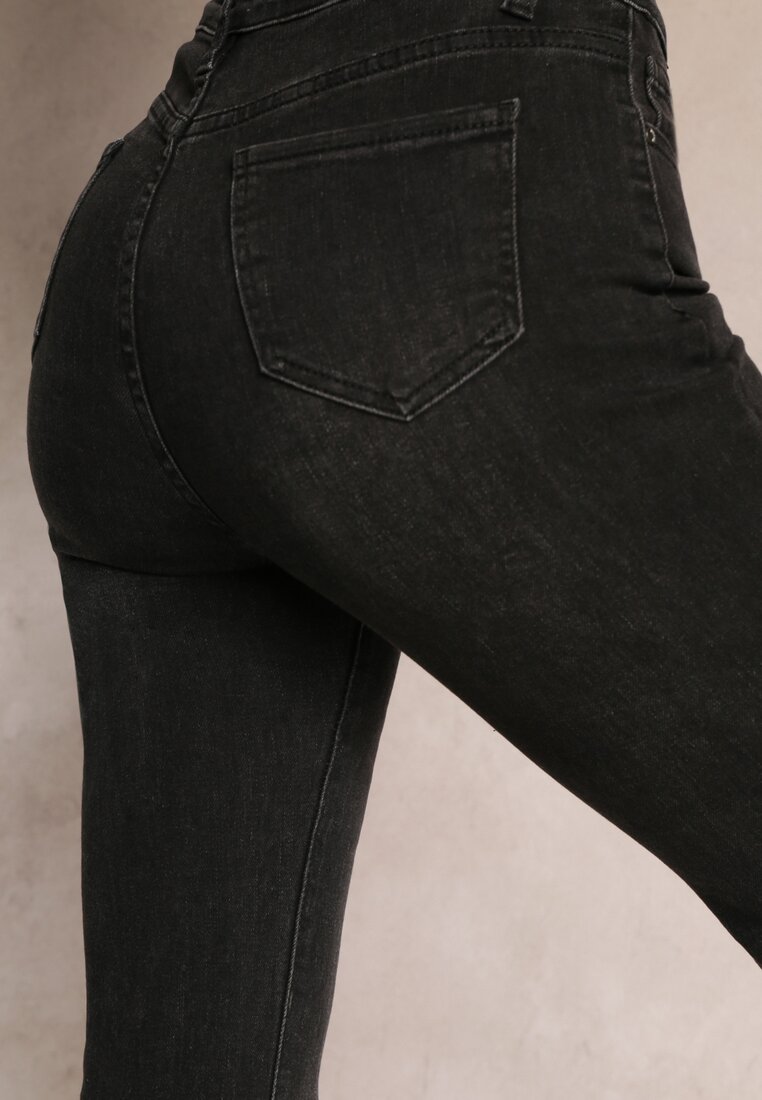 Czarne Jeansy Dzwony High Waist Ecull