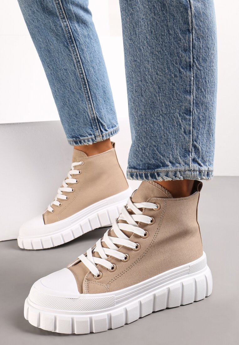 Sneakers bej deschis cu platformă Tenies