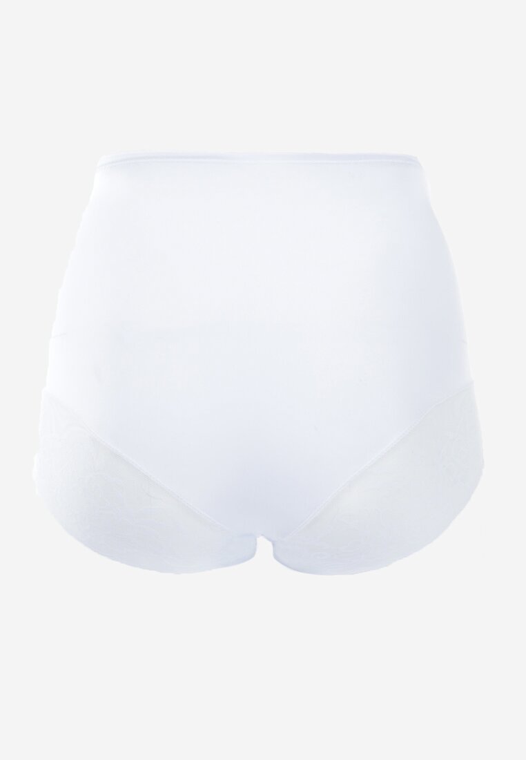 Białe Modelujące Majtki High Waist Ozdobione Koronką Nelare