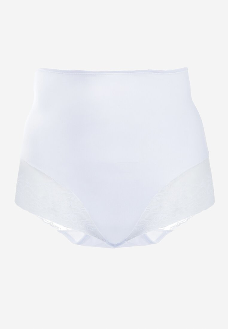Białe Modelujące Majtki High Waist z Ozdobną Siateczką Vculen