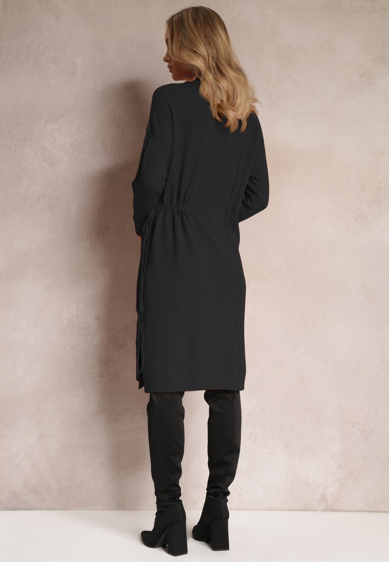 Rochie Neagră Mini Cu Snur în Talie și Mânecă ¾ Agaira