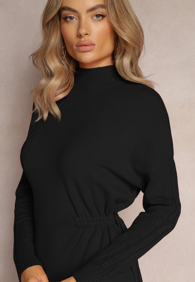 Rochie Neagră Mini Cu Snur în Talie și Mânecă ¾ Agaira