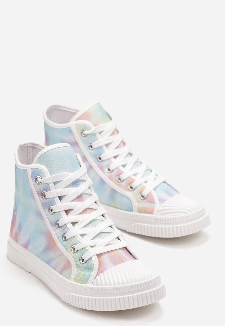 Niebiesko-Różowe Trampki z Efektem Tie-Dye na Cholewce za Kostkę Povittes