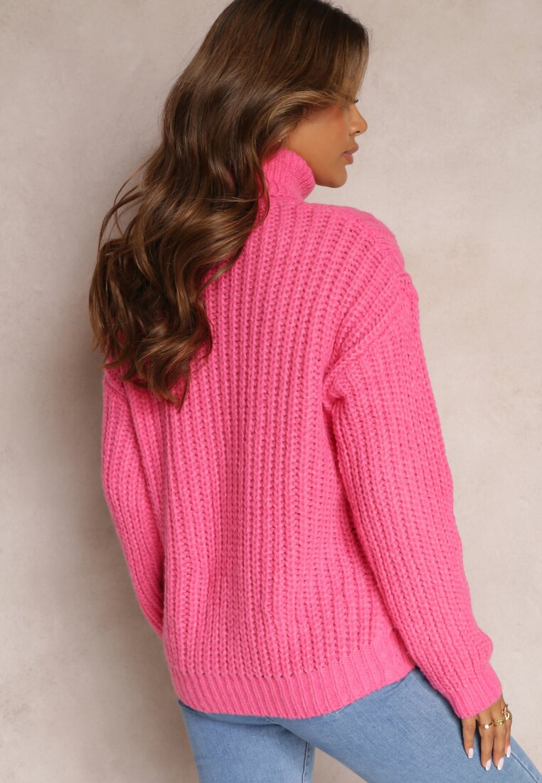 Pulover Fucsia Guler Înalt Împletitură Vasilom