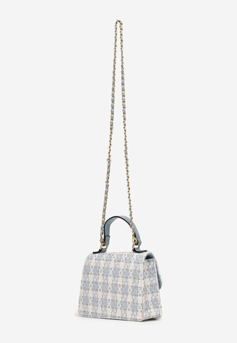 Tweed Geantă Trapezoidală cu Barete Decorative și Fir Strălucitor Duria