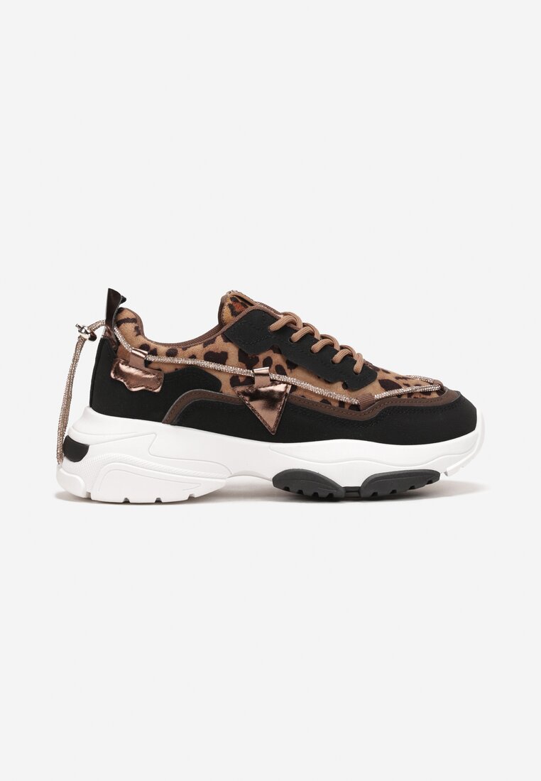 Sneakers Maro cu Pietre Strass pe Talpă Groasă Leinov