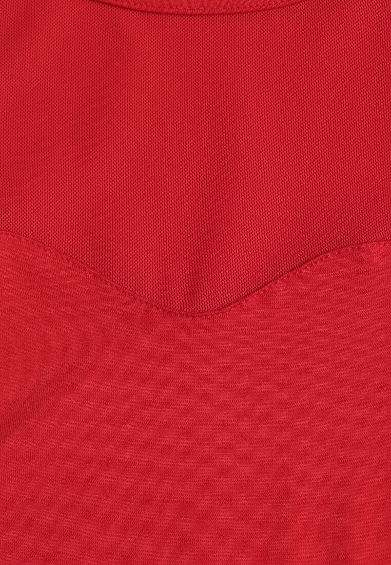 Bluză Roșie cu Decolteu și Mâneci din Plasă Lunesa