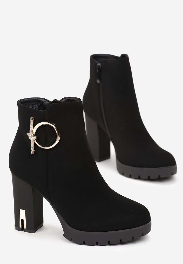 Botine Negre cu Toc și Platformă Basika