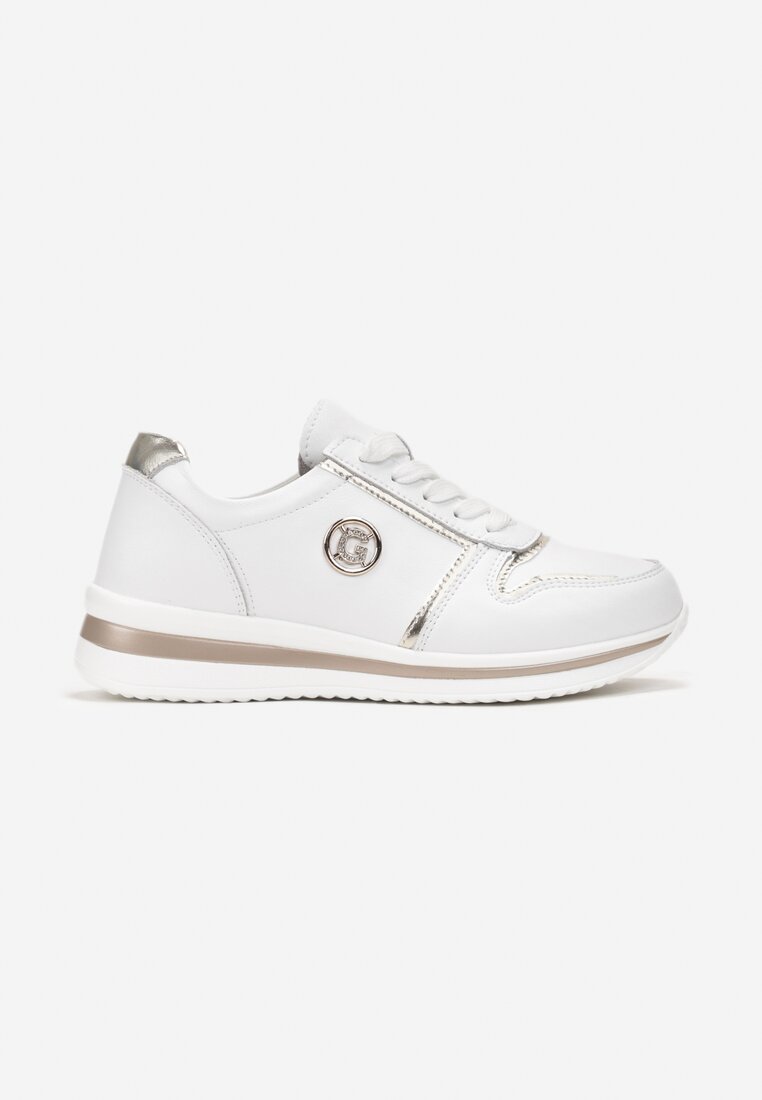 Sneakerși din Piele Alb-Aurii Damă