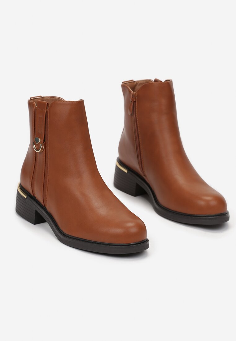 Botine Chelsea maro cu cataramă decorativă Neapole