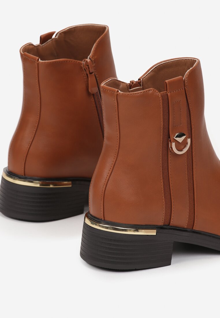 Botine Chelsea maro cu cataramă decorativă Neapole