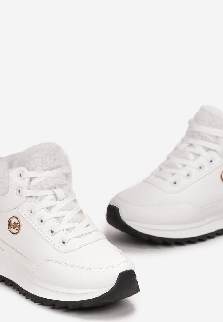 Białe Zimowe Sneakersy ze Sztucznym Futerkiem Turelia