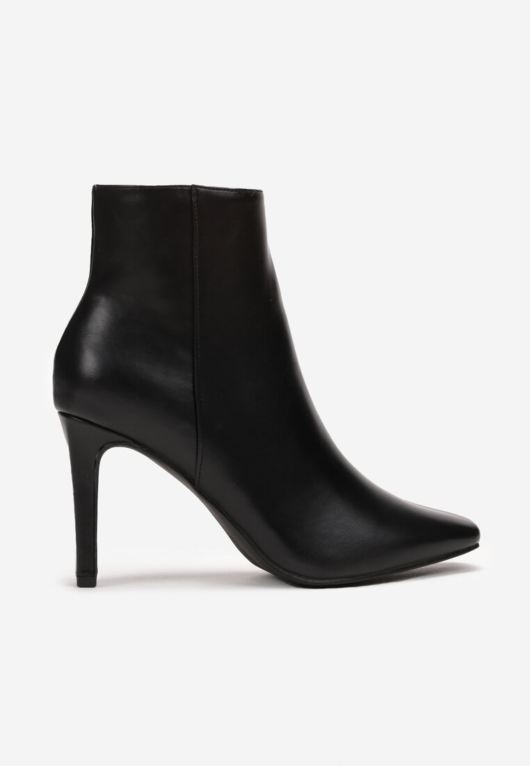 Ghete Negre cu Toc Stiletto Înalt și Vârf Pătrat Fizage