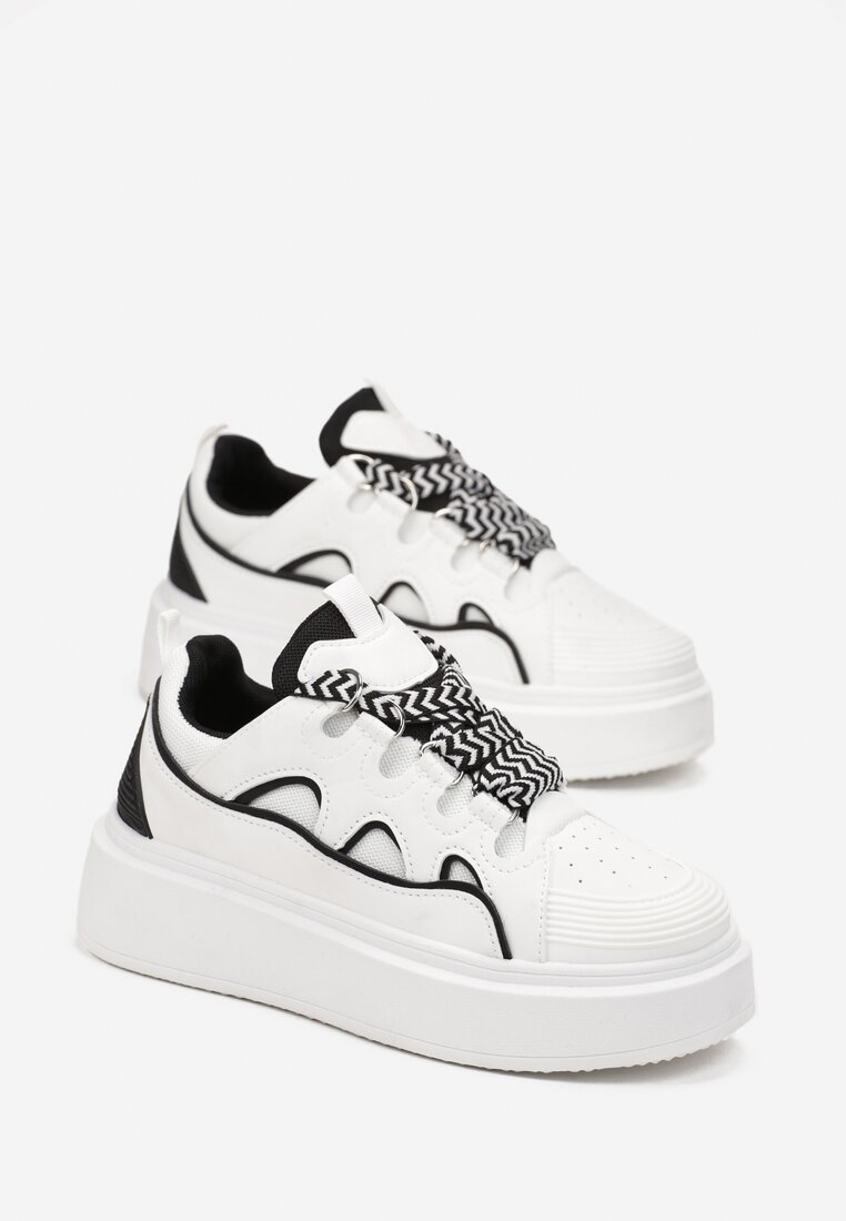 Białe Sneakersy na Platformie Nazario