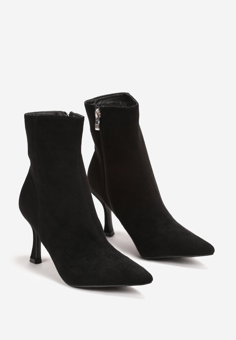 Botine Negre cu Toc Mic din Imitatie de Camos Naaria