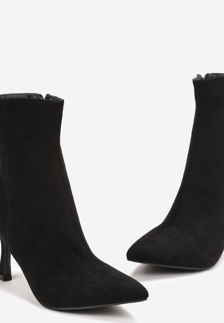 Botine Negre cu Toc Mic din Imitatie de Camos Naaria
