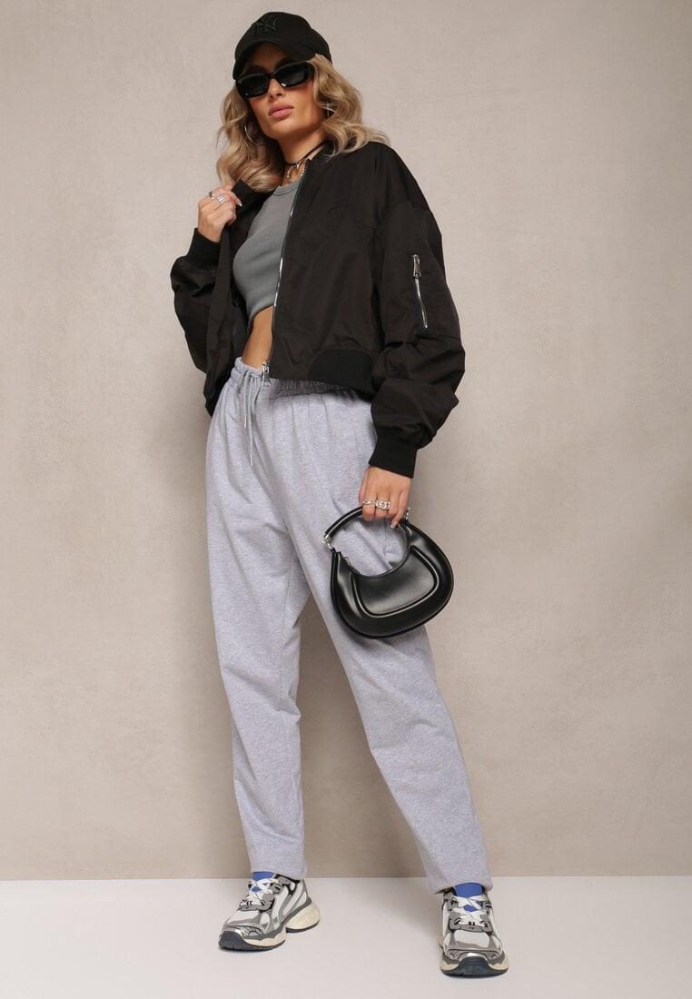 Pantaloni gri sport din bumbac Steviana