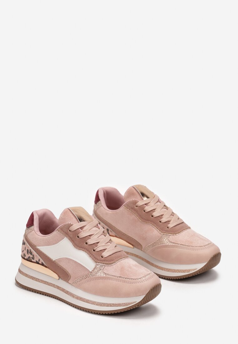 Różowe Sneakersy na Platformie z Bokratem Tapazir