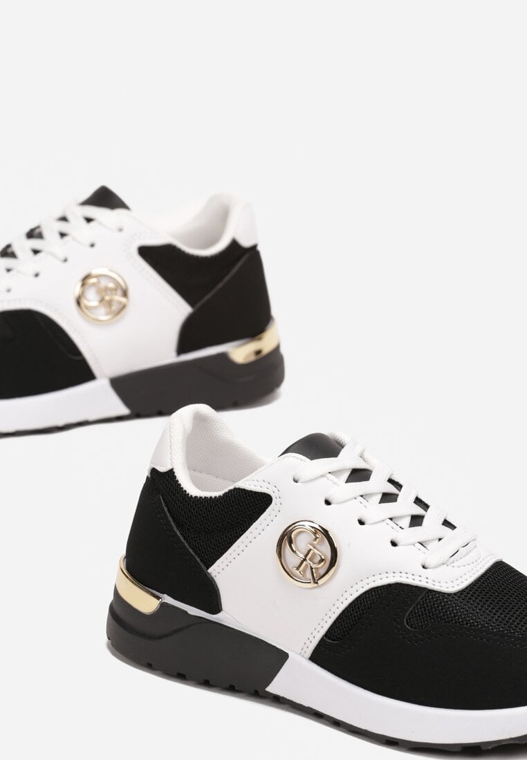Sneakerși Alb-Negri cu Inserție Metalică Almaide